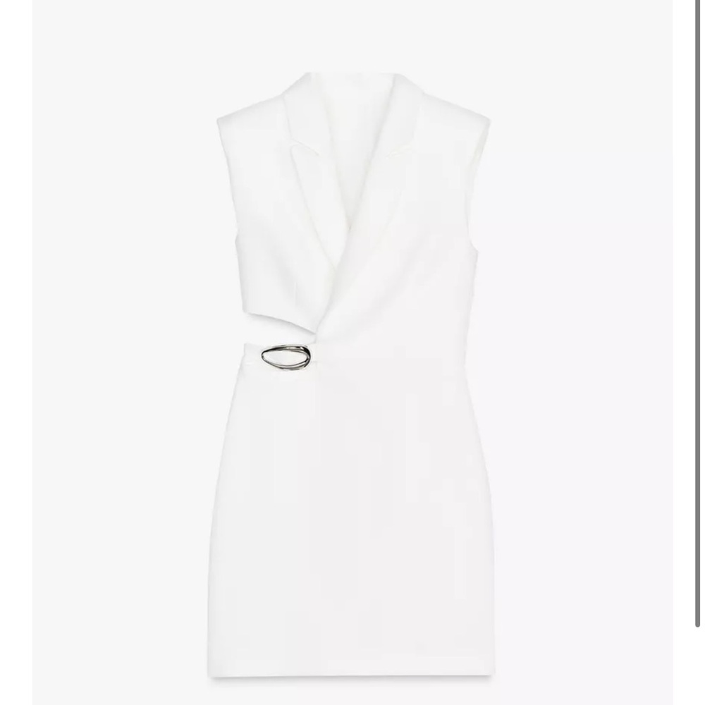 Zara White Sheath Mini Dress with Cowl Neck